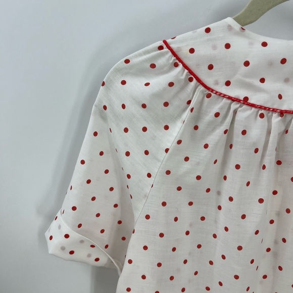 Dan-Ellen vintage, granny cottage core floral, polkadot snap front house dress - Picture 4 of 14